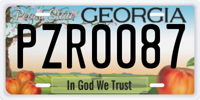 GA license plate PZR0087