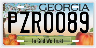 GA license plate PZR0089