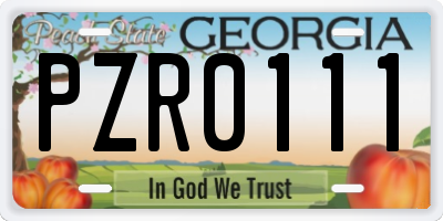 GA license plate PZR0111