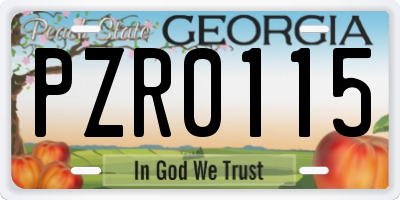 GA license plate PZR0115