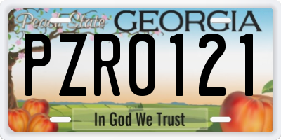 GA license plate PZR0121