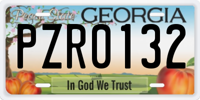 GA license plate PZR0132