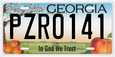 GA license plate PZR0141