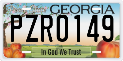 GA license plate PZR0149