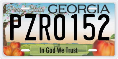 GA license plate PZR0152
