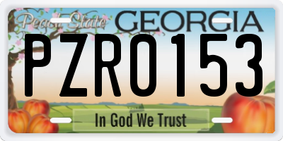 GA license plate PZR0153
