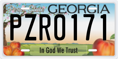 GA license plate PZR0171