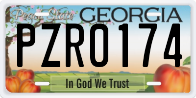 GA license plate PZR0174