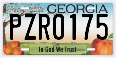 GA license plate PZR0175