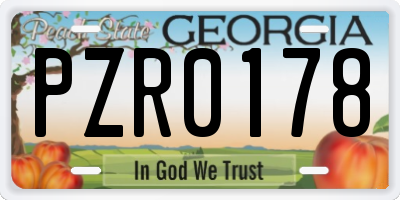 GA license plate PZR0178