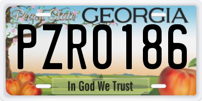 GA license plate PZR0186