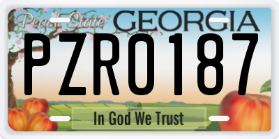 GA license plate PZR0187
