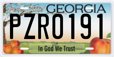 GA license plate PZR0191