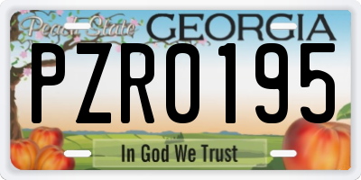 GA license plate PZR0195