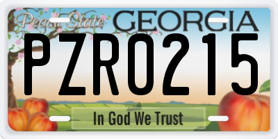 GA license plate PZR0215