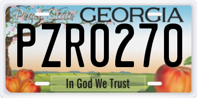 GA license plate PZR0270