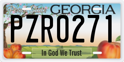 GA license plate PZR0271