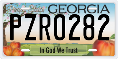 GA license plate PZR0282