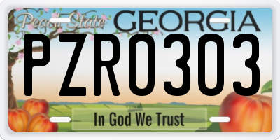 GA license plate PZR0303