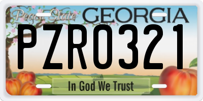 GA license plate PZR0321