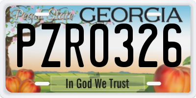 GA license plate PZR0326