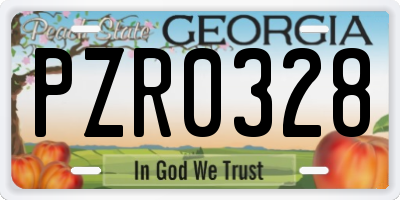 GA license plate PZR0328