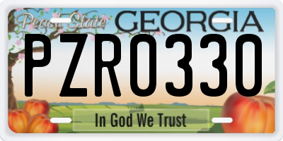 GA license plate PZR0330