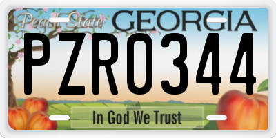 GA license plate PZR0344