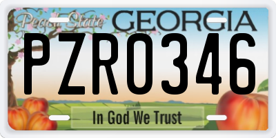GA license plate PZR0346