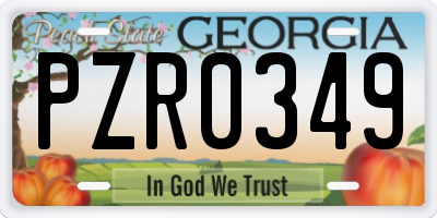 GA license plate PZR0349