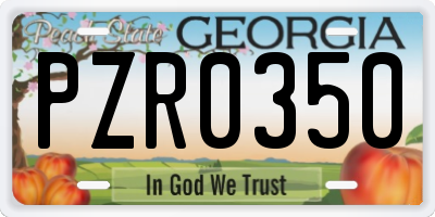 GA license plate PZR0350