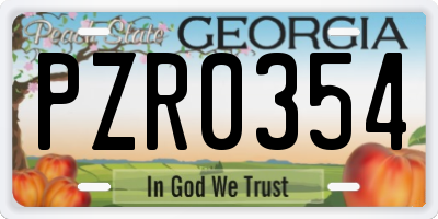 GA license plate PZR0354