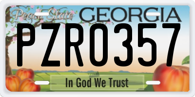 GA license plate PZR0357