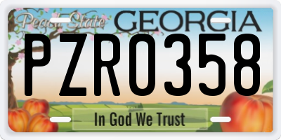 GA license plate PZR0358