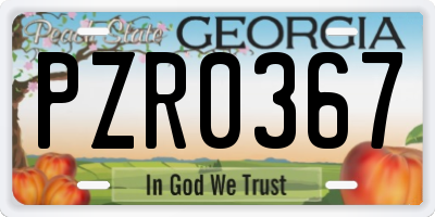 GA license plate PZR0367