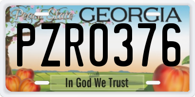 GA license plate PZR0376