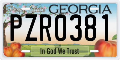 GA license plate PZR0381