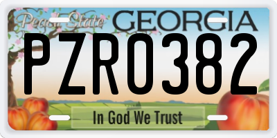 GA license plate PZR0382