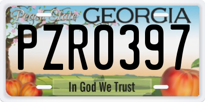 GA license plate PZR0397