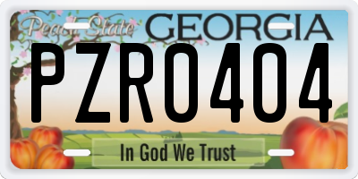 GA license plate PZR0404