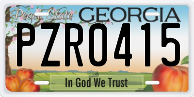 GA license plate PZR0415