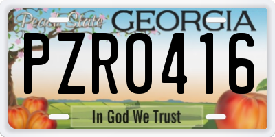 GA license plate PZR0416
