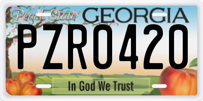 GA license plate PZR0420