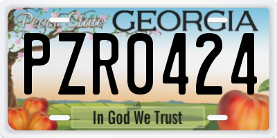 GA license plate PZR0424