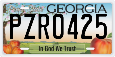 GA license plate PZR0425
