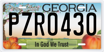 GA license plate PZR0430
