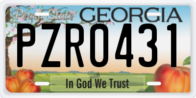 GA license plate PZR0431