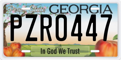 GA license plate PZR0447