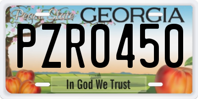 GA license plate PZR0450