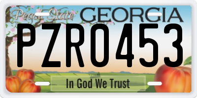 GA license plate PZR0453